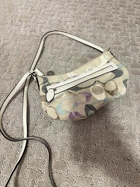 Coach Crossbody Bag in Multi Cream with White Trim